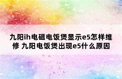 九阳ih电磁电饭煲显示e5怎样维修 九阳电饭煲出现e5什么原因